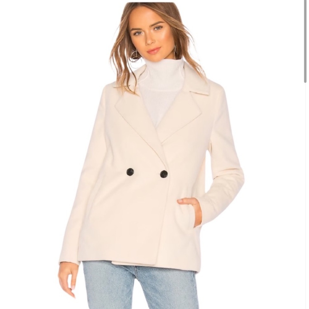 REVOLVE Tularosa Apollo Coat Cream Double Breasted One Button Cropped Blazer L